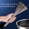 2Pcs Pots and Pans Clening Brush, Stainless Steel Scrubber Brush for Cookware Long-Handled Sink Cleaner Brush-2Hooks