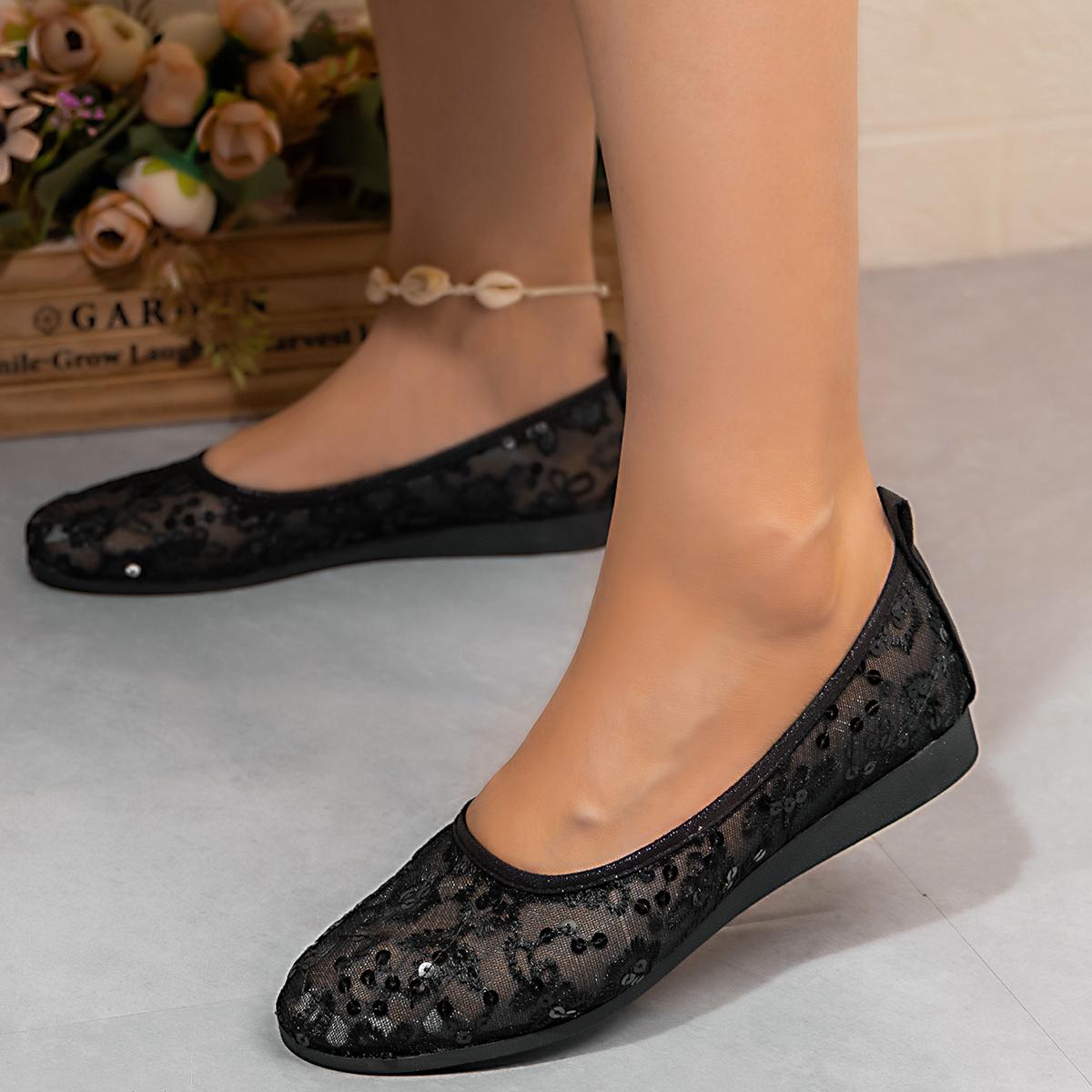 

Fashion 2025 New Women Flat Shoes Breathable Mesh Ballet Loafers Trend Summer Flat Sneakers Women Lightweight Comfortable Shoes Women 36 чёрный