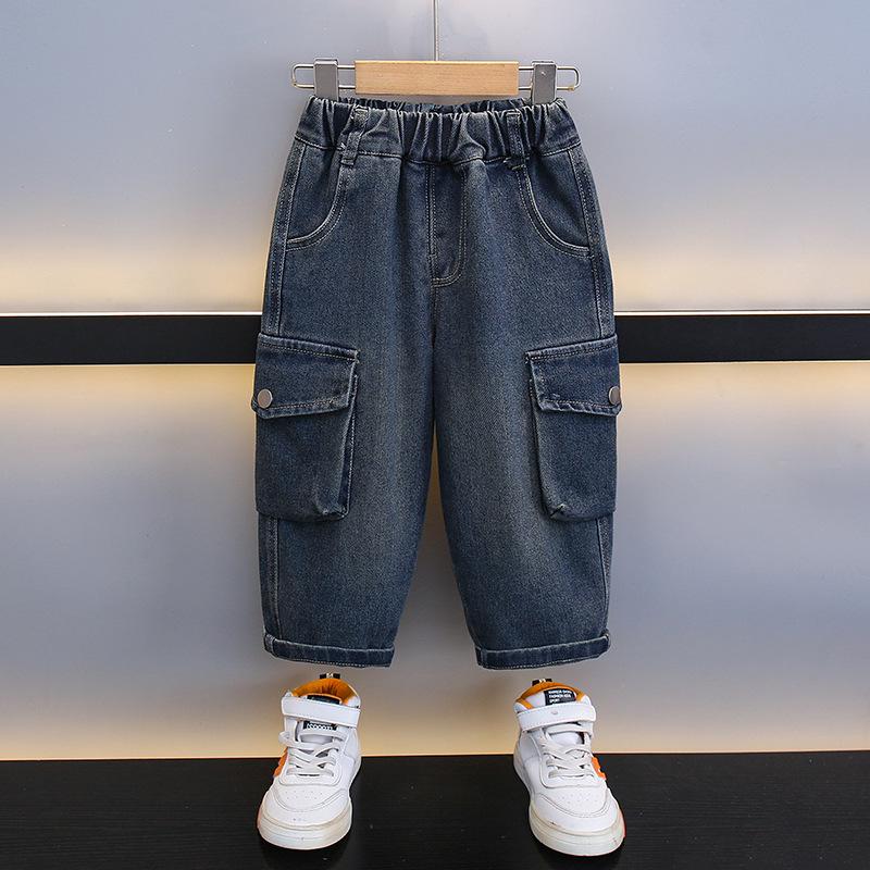 

Модные прямые джинсы для мальчиков в корейском стиле, осень 2025 150cm синий