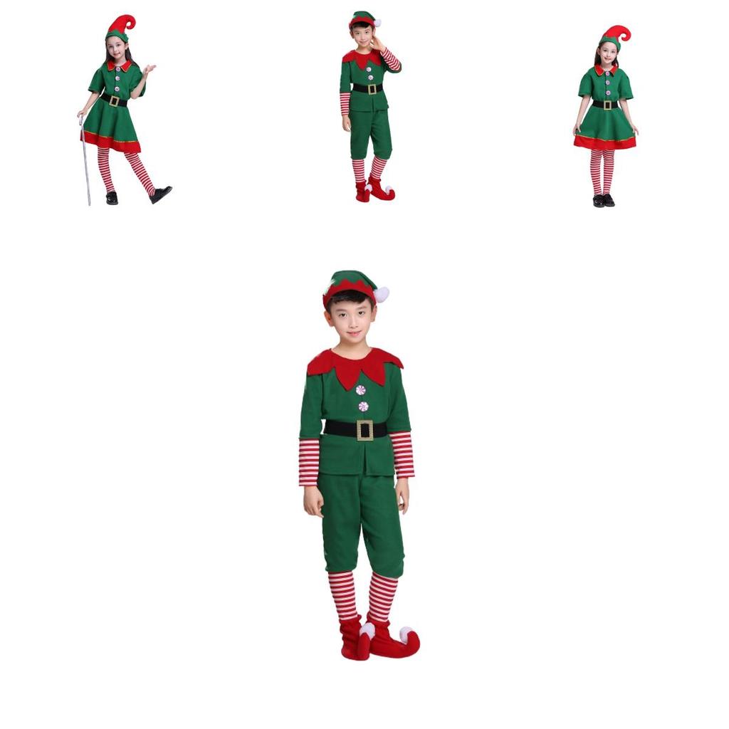 Delightful Christmas Elf Cosplay Costume Couple Outfit For Fancy Dress Xmas Party Role Play