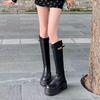 British Style Maillard Knight Boots Women's Tall Tube 2025 Autumn and Winter New Thick-soled Small Velvet Metal Boots