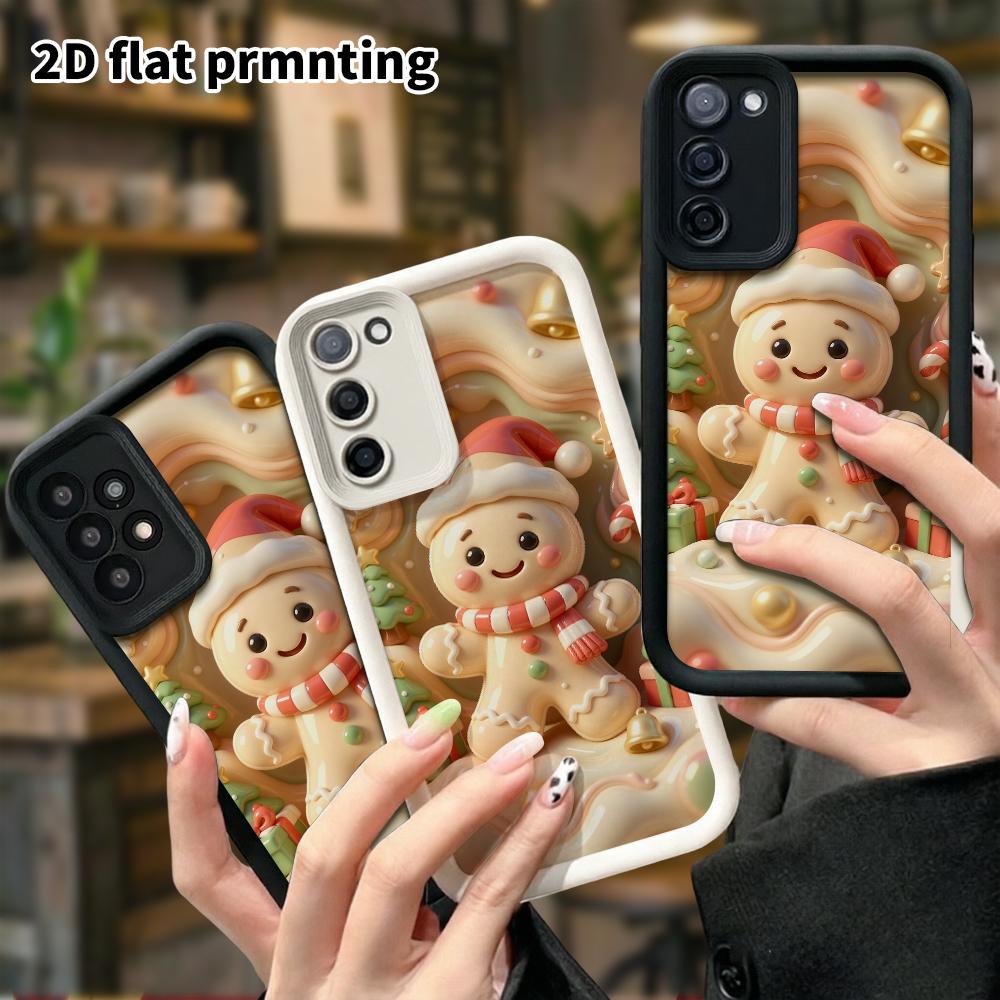 Phone Case: 2D flat design suitable for Samsung Galaxy A34 A35 M05 M06 S20 S22 S21 FE Plus 5G protective case, Christmas gingerbread man, perfect holi
