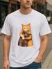 Funny Cat Graphic Men T-Shirt Cotton O-neck Short-sleeved Tee Unisex Retro Oversized Tshirts Casual T Shirts Streetwear Tops