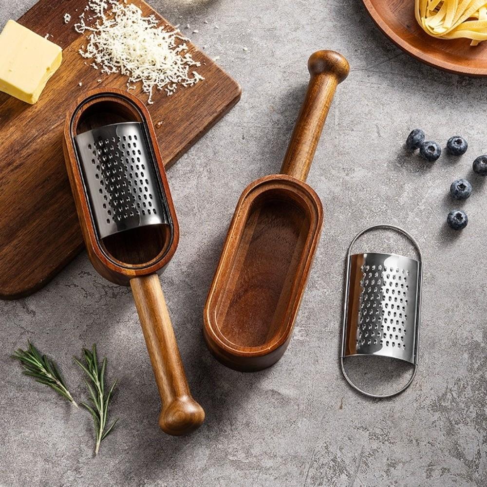 Detachable Stainless Steel Grater Solid Wood Vegetable Slicer for Chocolate