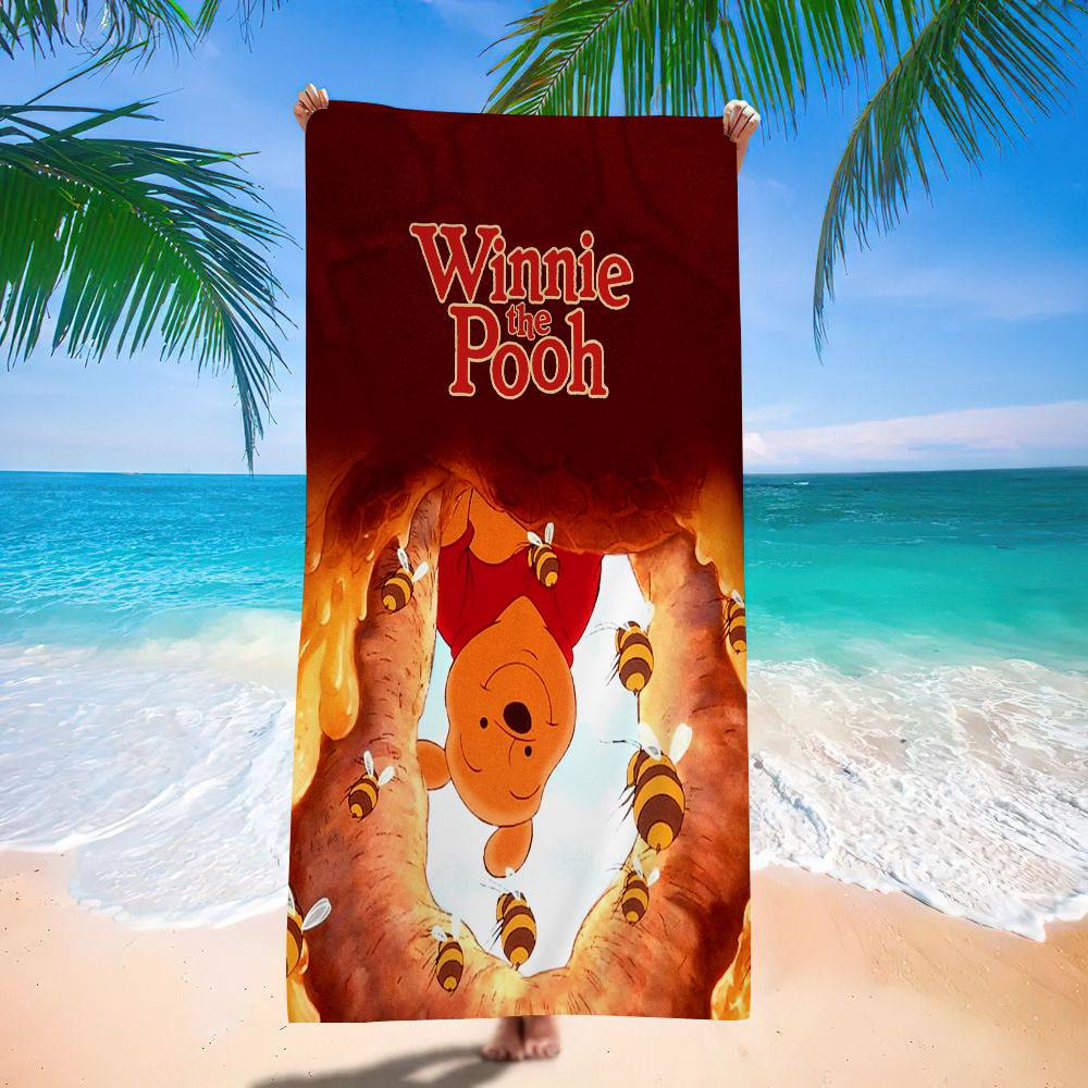 Winnies The Poohs Bear Anime Beach Swimming Towel Soft Absorbent Washcloth Children's Gifts for Kids Travel Camping Gym