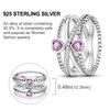 925 Silver Rings Sparking Purple White Pink Blue Zircon LOVE Wedding Ring Women Engagement Jewelry Anniversary Gifts