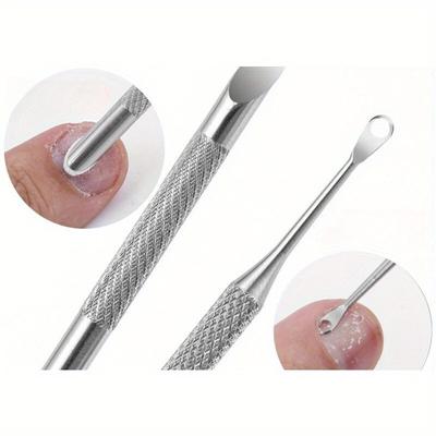 2pcs Double Headed Nail Art Steel Push Front Sand Rubbing Pads Horseshoe Peeling Nail Repair Surface Just Push Nail Art Tool