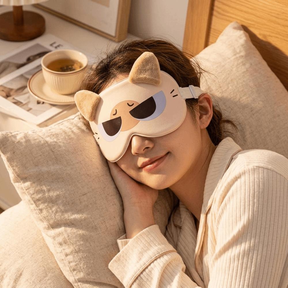 Soft Breathable Fabric Eye Mask Breathable Light Blocking Eye Cover Cat Ear Eye Mask Noon Break
