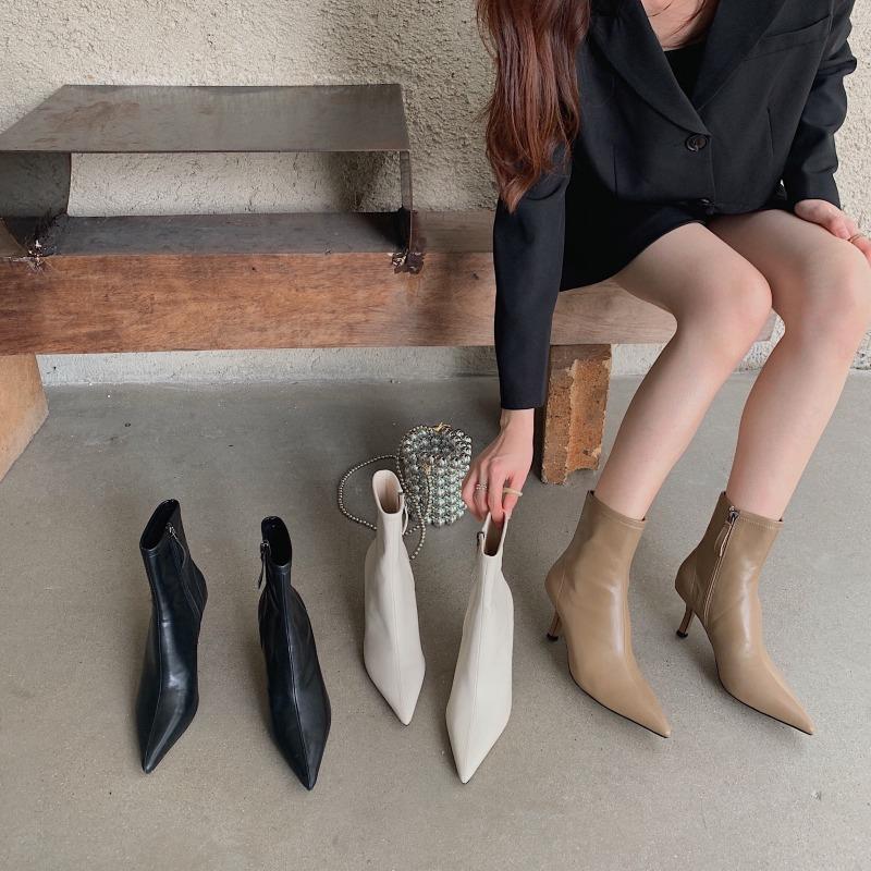 Women Heels Shoes Suede Ankle Boots 2024 New Pointed Toe Chelsea Boots Autumn Winter Fashion Dress Walking Pumps Zapatos Mujer