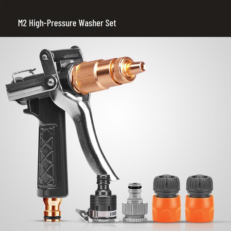 High-Pressure Car Wash Nozzle with Brush - Powerful Hose Attachment for Home Use