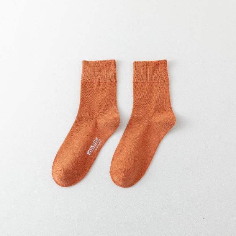 

Solid Color Cotton Socks, Sweat-absorbing Socks, Women s Pile Socks, Mid-tube Breathable, Exercise Postpartum Confinement 1 pair помаранчево-червоний
