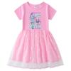 Vestido de Princesa de Malla con Lentejuelas Arcoíris de Kpop Demon Slayer para Niñas - Manga Corta de Verano y Manga Larga de Primavera/Otoño