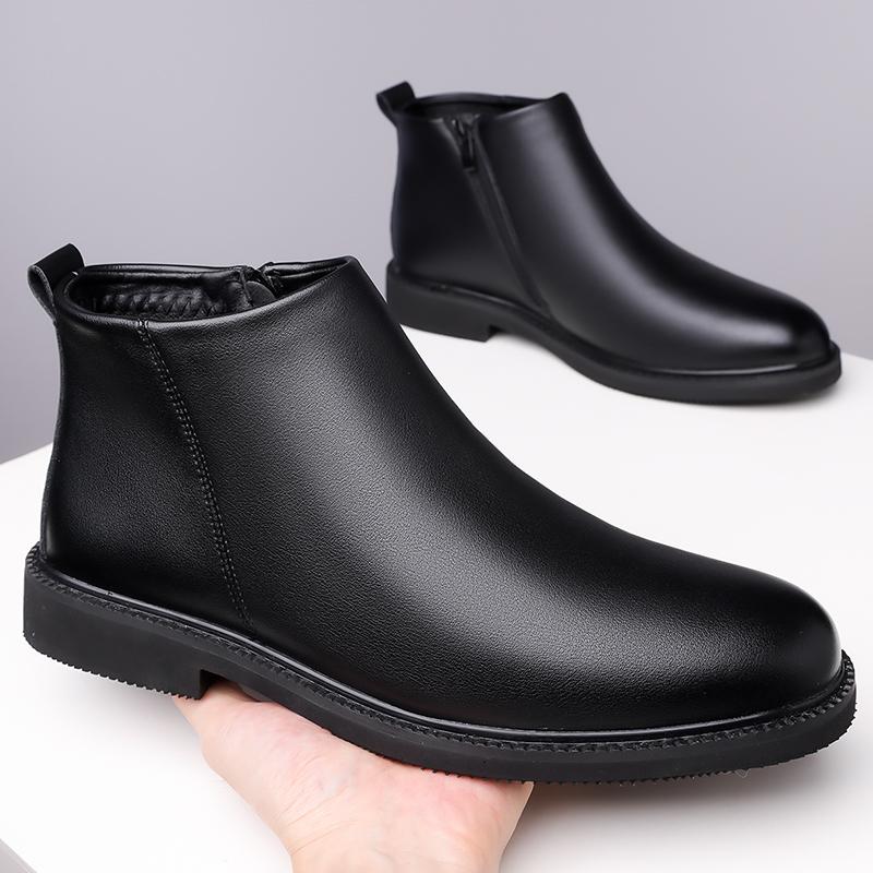 Fashion Brand Men's Chelsea Boots Oxford Business Work Shoes Genuine Leather Handmade Boot Shoes For Formal Dress Wedding Business Party