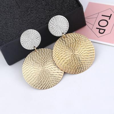 Frauen übertrieben geometrische kreisförmige Anhänger konkav konvexen Ohrring Schmuck