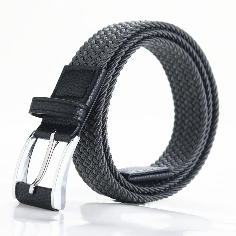 Men'S Braided Belt Elastic Elastic Canvas Belt Unisex No Punch Women'S Belt