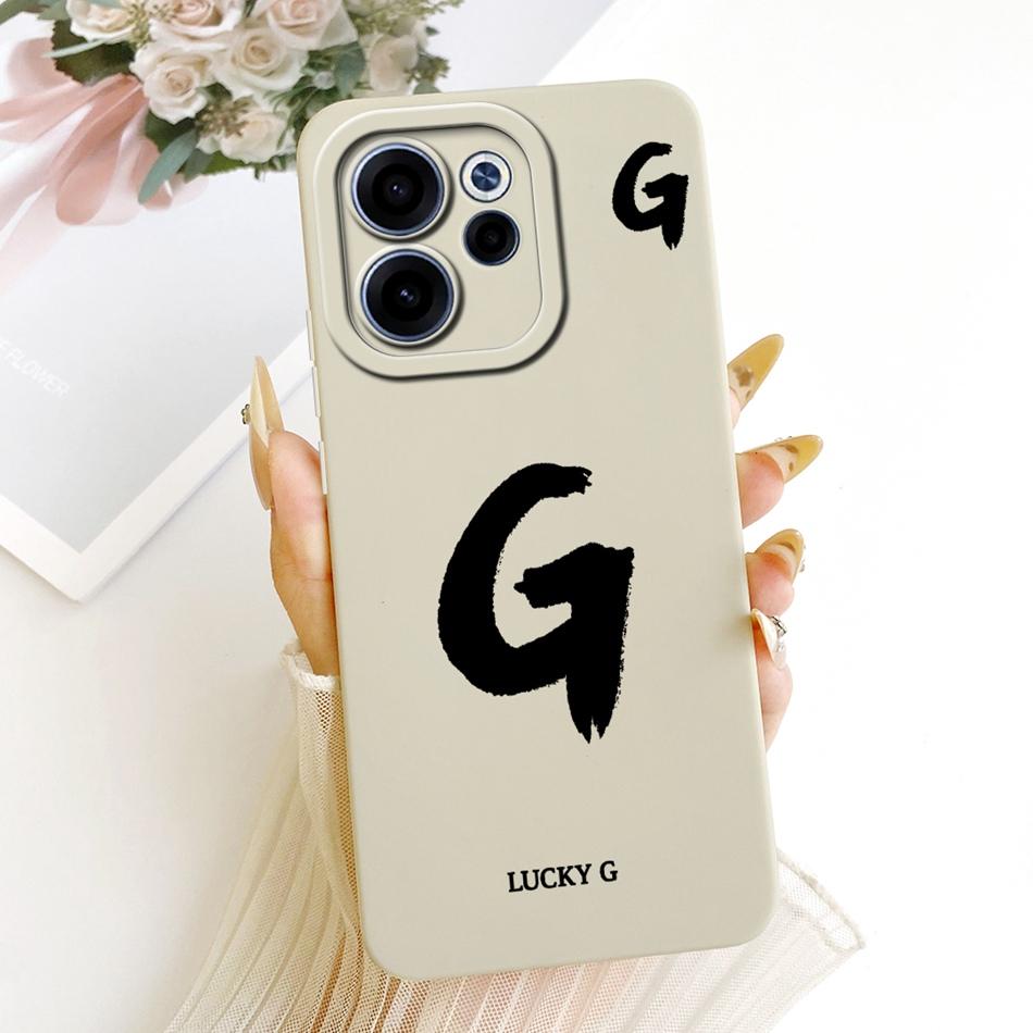 For OPPO Reno15 F 15FS 5G CPH2801 Lucky Initial Letter Phone Case For Oppo Reno15F 15 FS Soft Silicone Shockproof Cases Bumpers