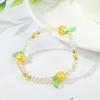 Girl Colorful Glass Crystal Stone Elastic Rope Bracelets Fruit Crystal Beaded Bracelet Bangles