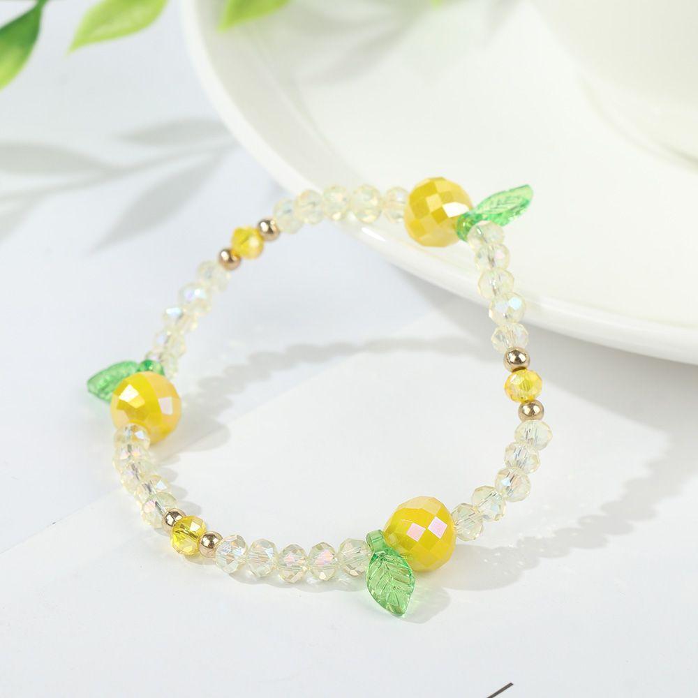 Girl Colorful Glass Crystal Stone Elastic Rope Bracelets Fruit Crystal Beaded Bracelet Bangles