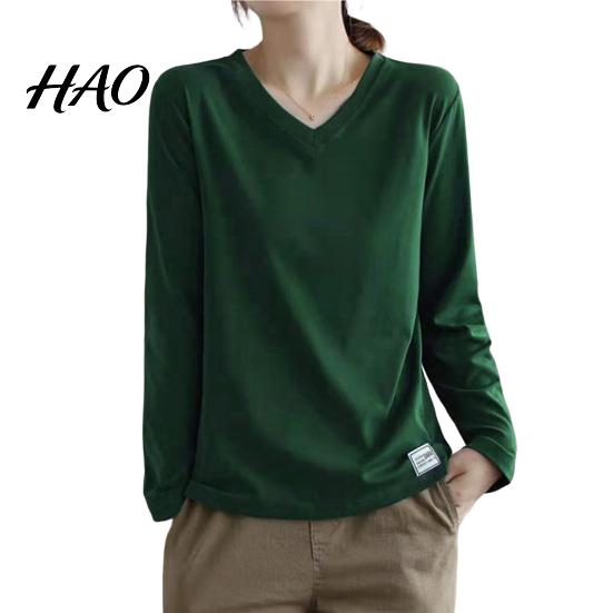 Bottoming Shirt V Neck Long Sleeves Women Top Autumn Pullover Winter Solid Color T-shirt Streetwear Sleeve