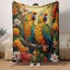 1pc Bird Printing Lightweight Flannel Blanket, Comfortable and Warm Blanket, for Camping Sofa Bed and Couch Office, Gift