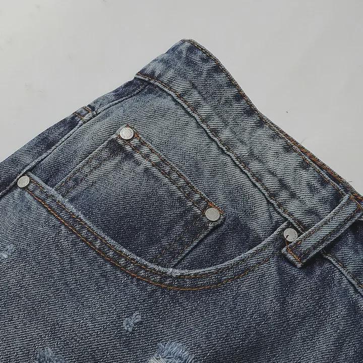 WHO DECIDES WAR Pánské lehce luxusní jarně/letní volné džíny s diamantovým vzorem