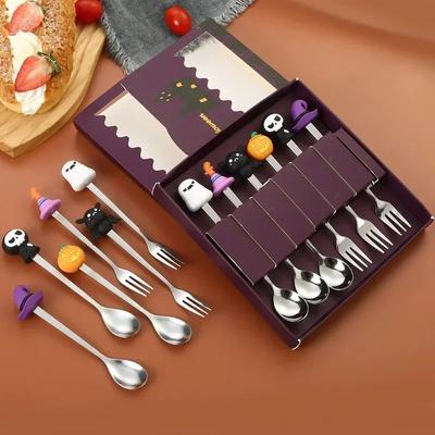Halloween Geschenke Edelstahl Kaffeelöffel Halloween Anhänger Kuchengabel Themenparty Esstisch Besteckset