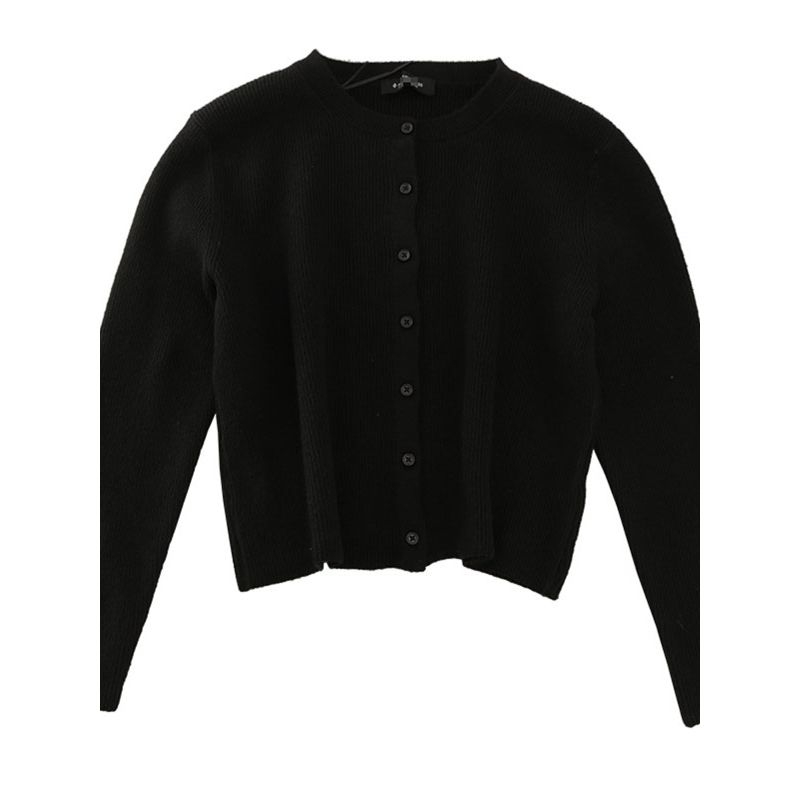 Casual All-matching Black Single Breasted Long Sleeve Cardigan Foreign Trade Original Order Small Loose Outdoor Women Knit