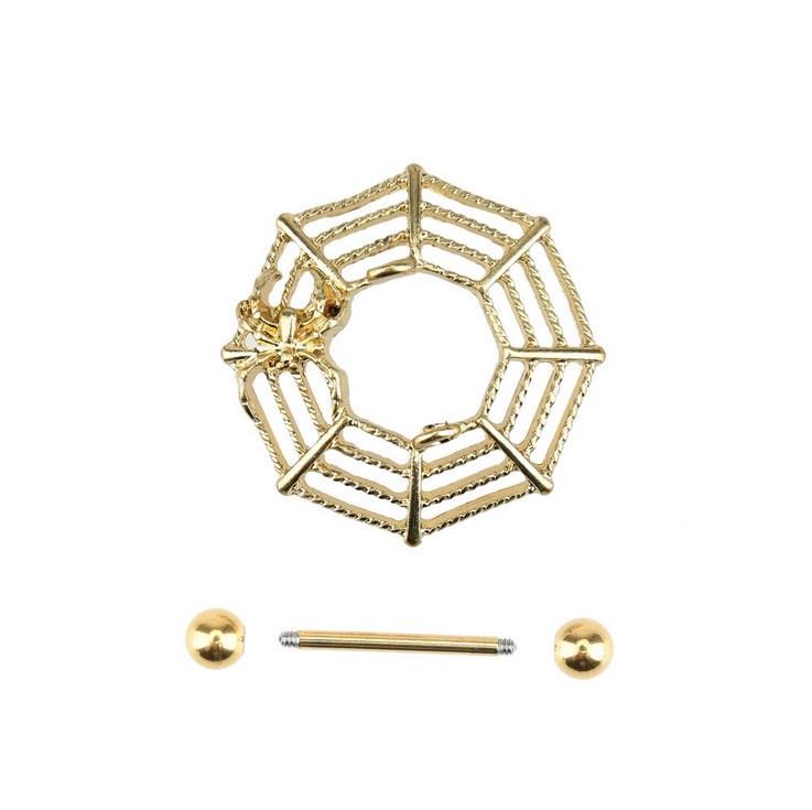 Edelstahl Spider Nippelringe - Silber & Gold Punk Stecker