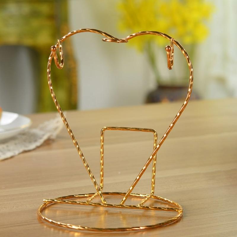 Coffee Cup Stand With Sturdy Iron Frame Perfect For Small Kitchens And Dining Area Heart Shaped Plate Storage Rack