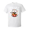 Fortune Ramen 100% Baumwolle Herren Kurzarm T-Shirt Normales Sommer/Herbst T-Shirt Sweatshirts Niedliches Katze Nudel T-Shirt