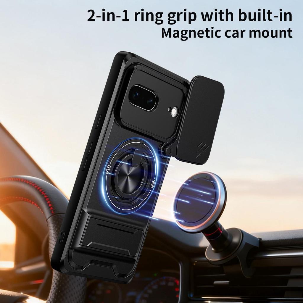 Slide Camera Cover for Google Pixel 7 Case With Built-in Ring Stand and Folding Stand