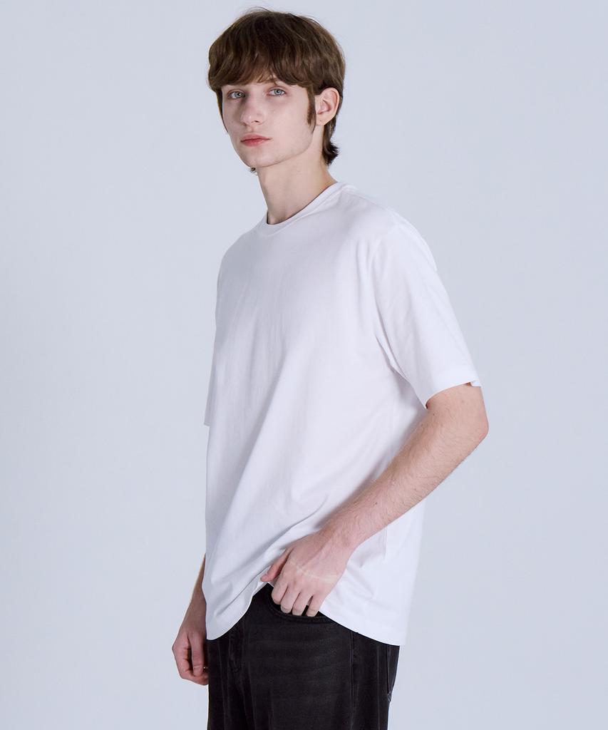 BASIC HOUSE Uni Relaxed Fit Round Neck Short Sleeve T-Shirt White Lats0105 (Type B)