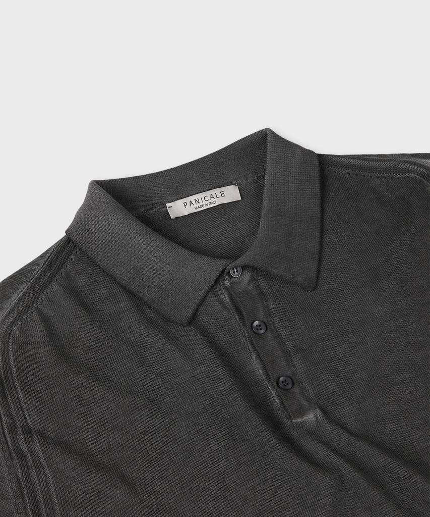 PANICALE Charcoal Garment-Dyed Polo Knit