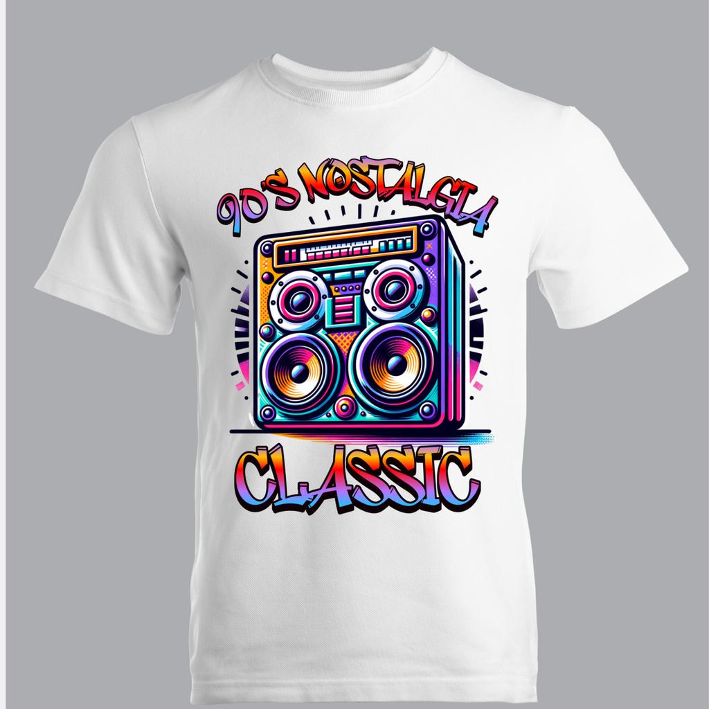 90s Nostalgia Classic TShirt Retro Boombox Graphic Tee Vintage Music Streetwear