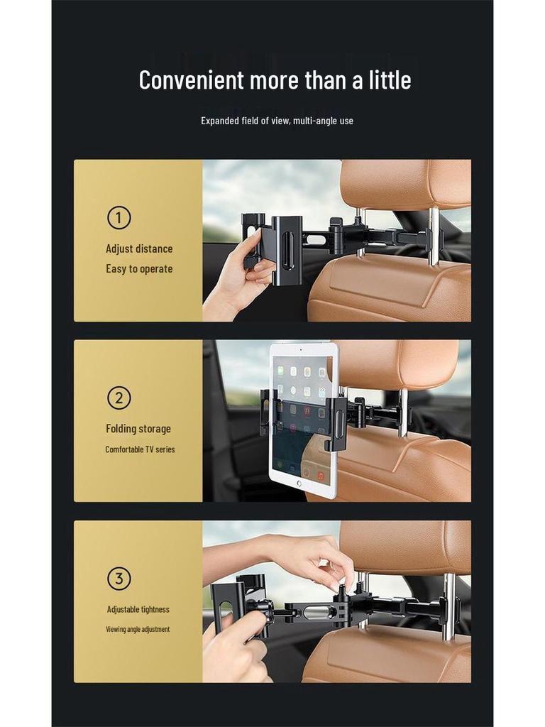 Car Seat Rotatable Phone & Tablet Holder - Foldable Rear Seat Bracket for Easy Viewing