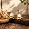 Explosive hand-painted enamel color three-layer round cake stud earrings light luxury simple light luxury high-end women's temperament earrings
