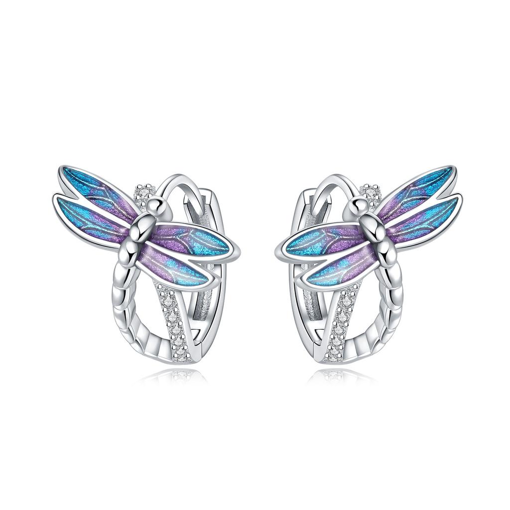 925 Silver Bees Butterflies Insects Series Zircon Hoop Earrings Women Jewelry Gifts Accessories