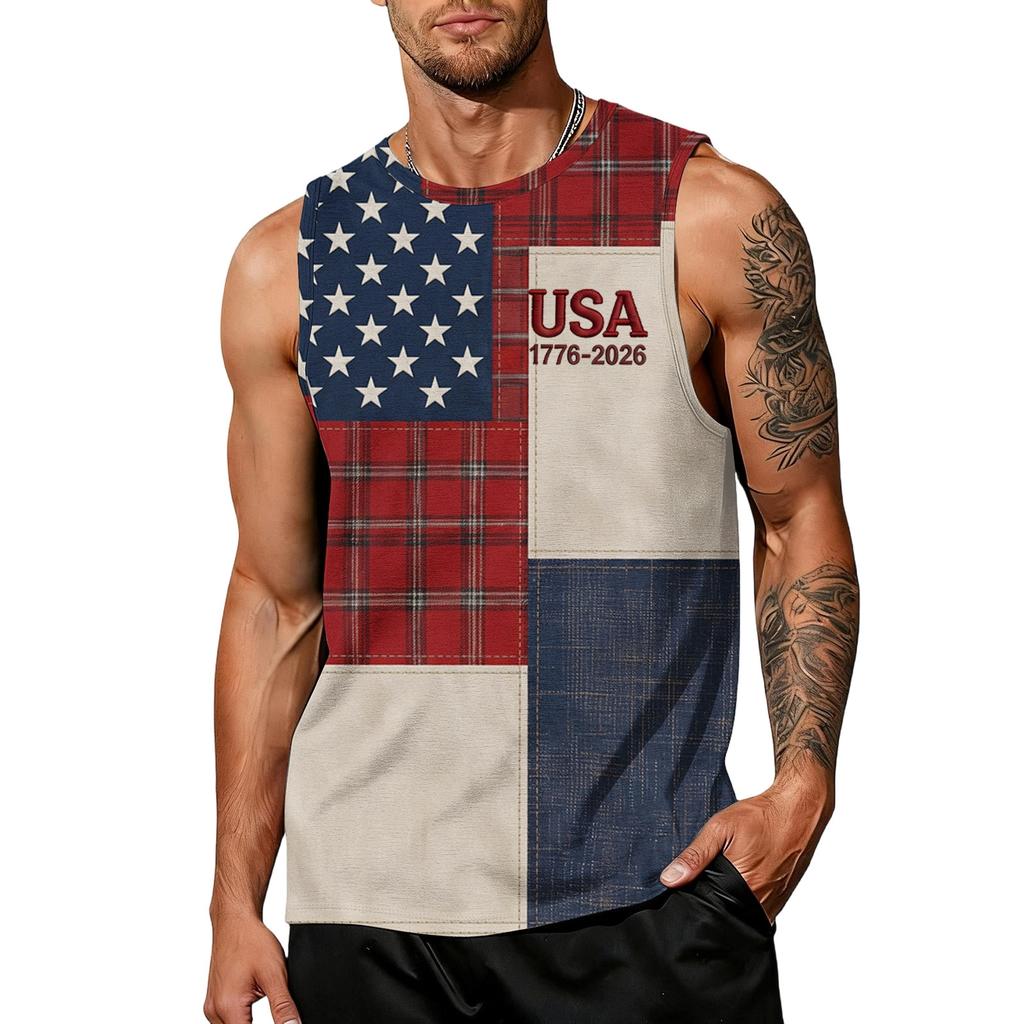 Men 4th Of Shirts USA Muscle Sleeveless Shirt Patriotic Tank Tops