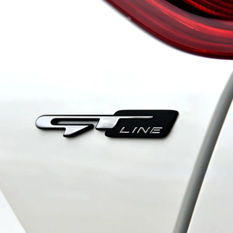 Car Sticker Metal GT Line Emblem Rear Trunk Badge Decal For 206 208 308 307 207 208 3008 407 Ceed Picanto Stonic Sportage