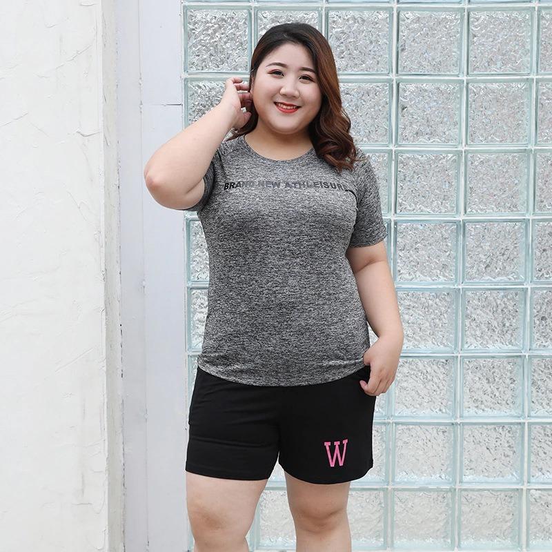 Plus Size Women's Sports Short-sleeved T-shirt Summer Quick-drying Sweat-absorbing Breathable Running Tops