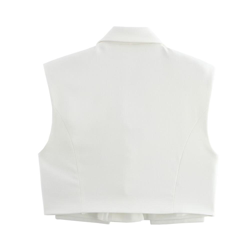 2025 Spring Women's Slim Fit Vest & High Waist Wide-Leg Pants Set with Flap Detail