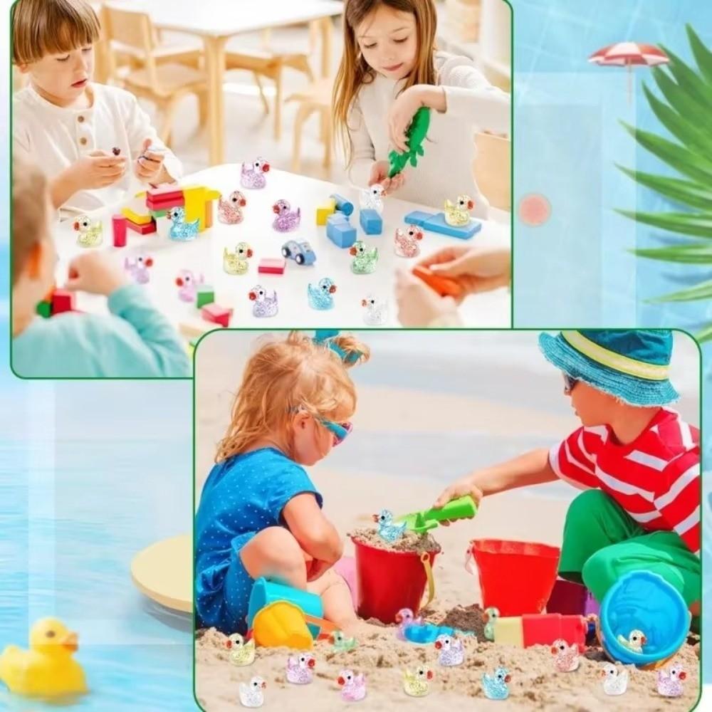 Mini Small Resin Duck Figure Toy Glittering Mini Tiny Ducks Miniature Duck Ornament Garden Decor