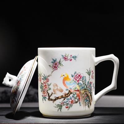 Luxury Pomegranate Mug Cup Superior Quality Fine Bone China Porcelain Mugs White 16oz 500Ml With Lid Ceramic Mug Espresso Garden