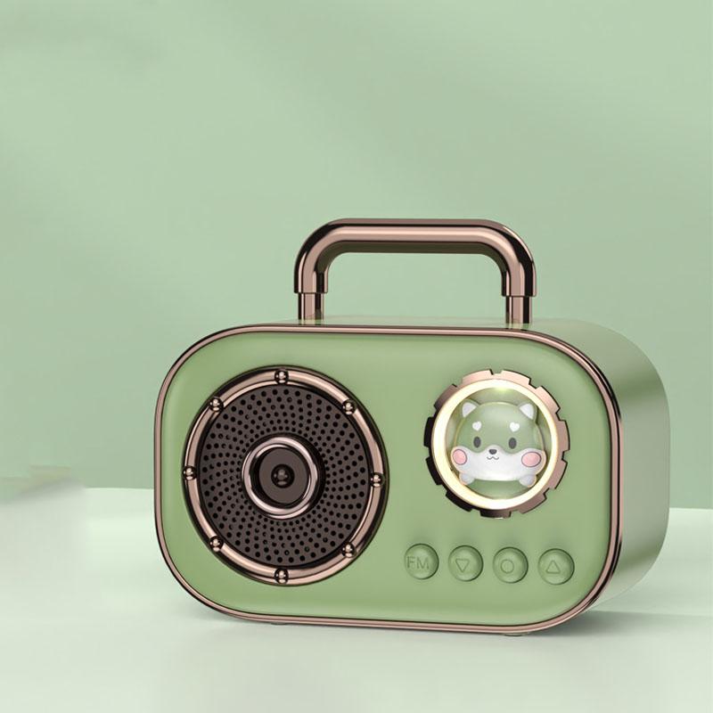 Mini Portable Bluetooth Speaker Hifi Retro Bluetooth5.3 Sound Box Subwoofer with FM Radio Ambient Light Support TF Card USB AUX