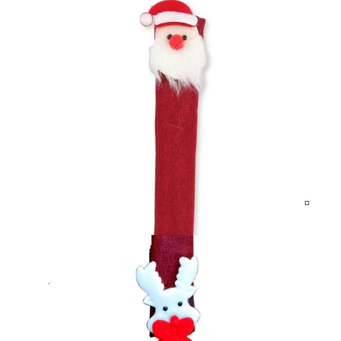 Christmas Linen Handle Covers, Protective Decor for Microwave, Fridge & Oven, Xmas Kitchen Ornaments