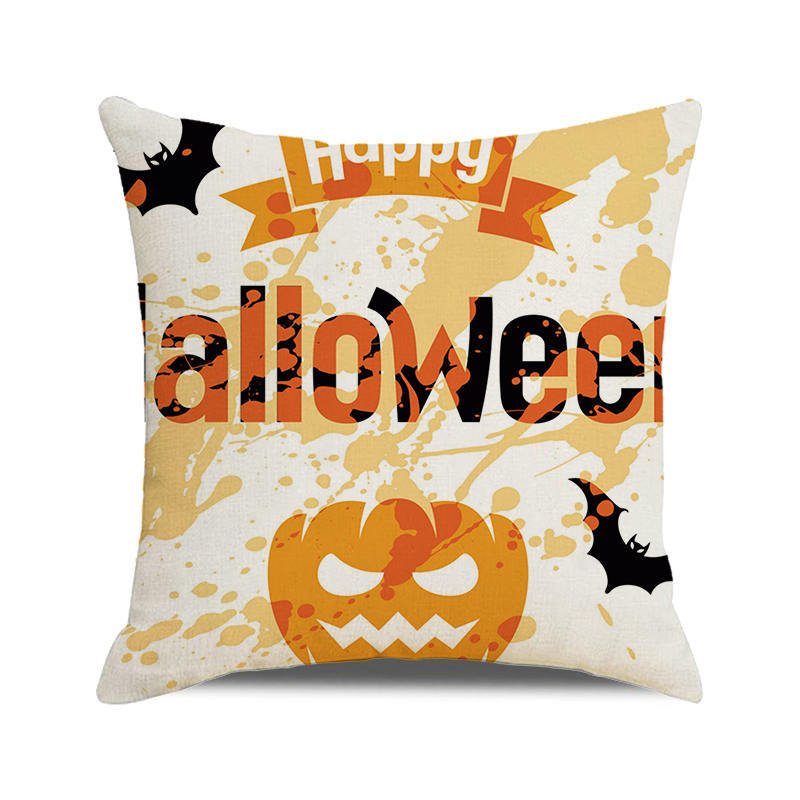 Halloween Bat Crow Pumpkin Print Cushion Cover Home Living Room Sofa Decoration Throw Pillow Cover