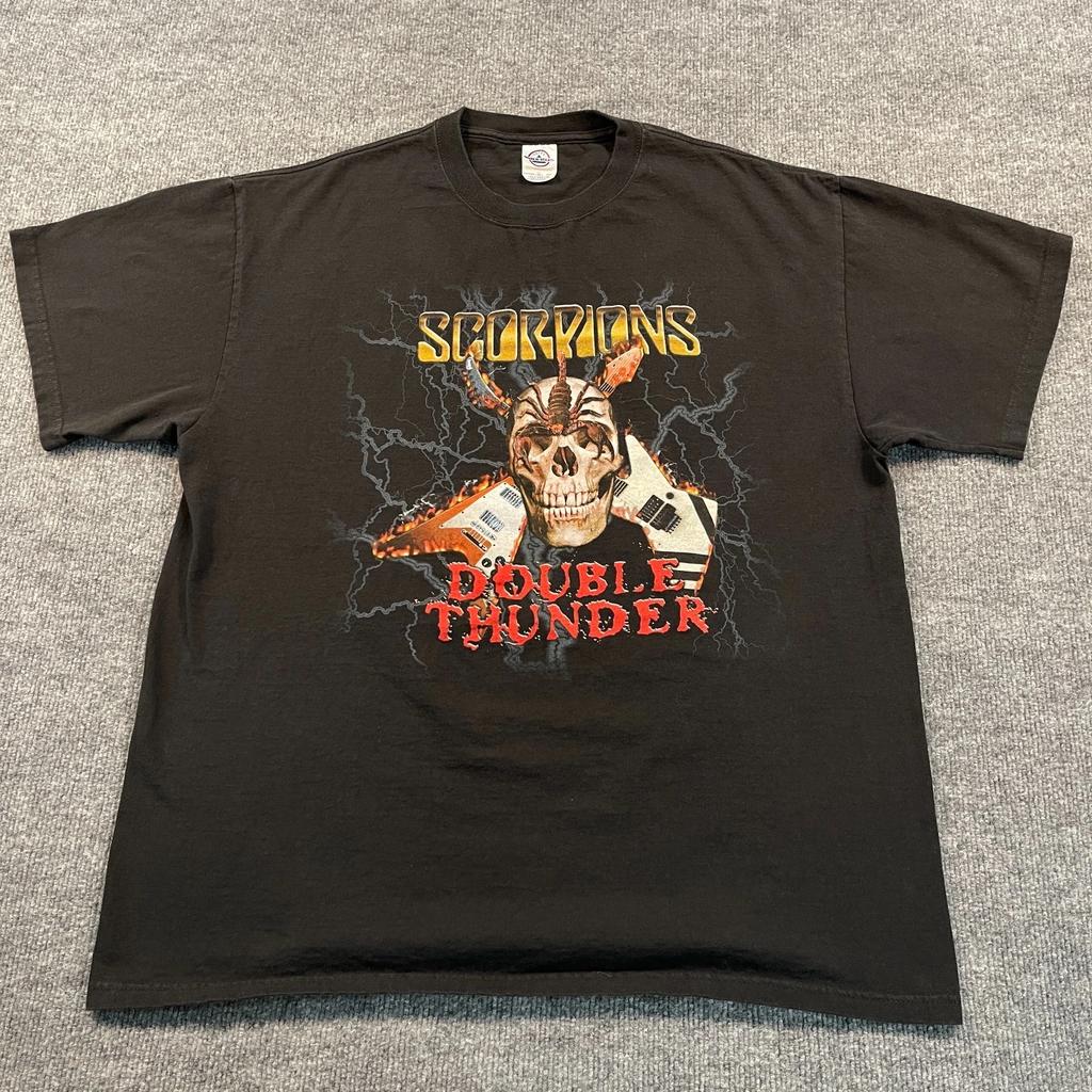 Vintage Y2K Scorpions Double-Thunder Band Tour Shirt XL 23x29 Black