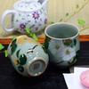 Waza no Kura Stylish Pair of Kutani Ware Teacups with Gold and Silver Camellia Made in A perfect gift for wedding and 88th Designs. Japan.