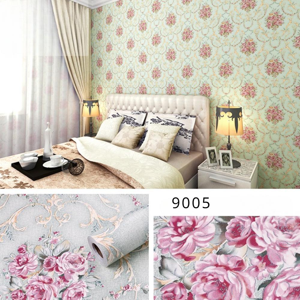 Europäischer Stil Selbstklebende Tapete Wasserdicht Wohnzimmer Schlafzimmer Tapete Blumen Kontaktpapier Heimdekorationsaufkleber