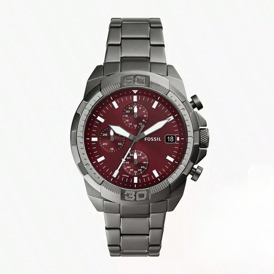 Fossil Men's Red Bronson Smoke Burgundy Dial Chronograph Quartz Watch Fs6017